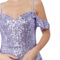 Абитуриентска Блестяща Бална Лилава Рокля Презрамки Абитуриентска Блестяща Бална Лилава Рокля Презрамки